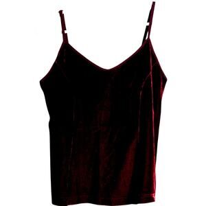 Vintage Avon Intimates Velvet Cami Top Burgundy V-Neck Adjustable Straps - Small
